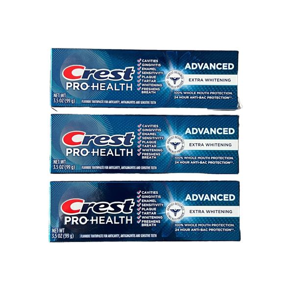 Crest Pro Health Advanced Extra Whitening Toothpaste 3.5oz Exp 08/2025-Pack of 3