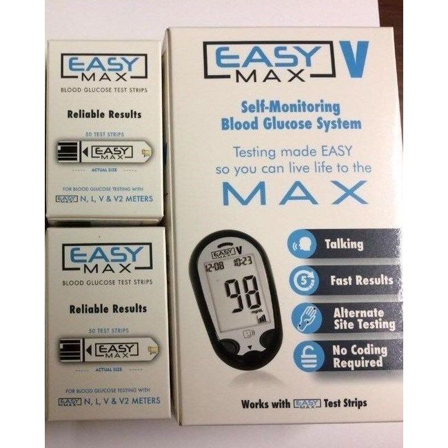 EASYMax Blood Glucose 100 Test Strips Plus Free Meter Exp: 8/28/2024