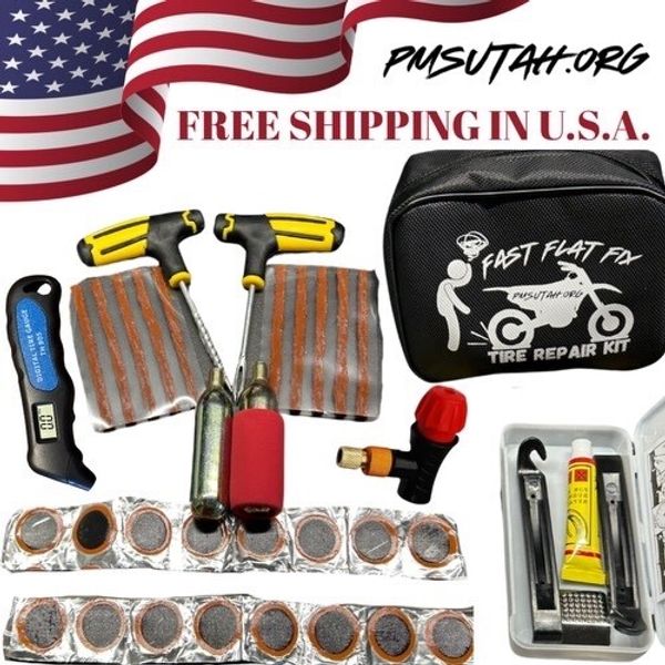 Motorcycle Dirt Bike Tire Repair Kit Tube Patch Plug CO2 Enduro Trail PMSUTAH