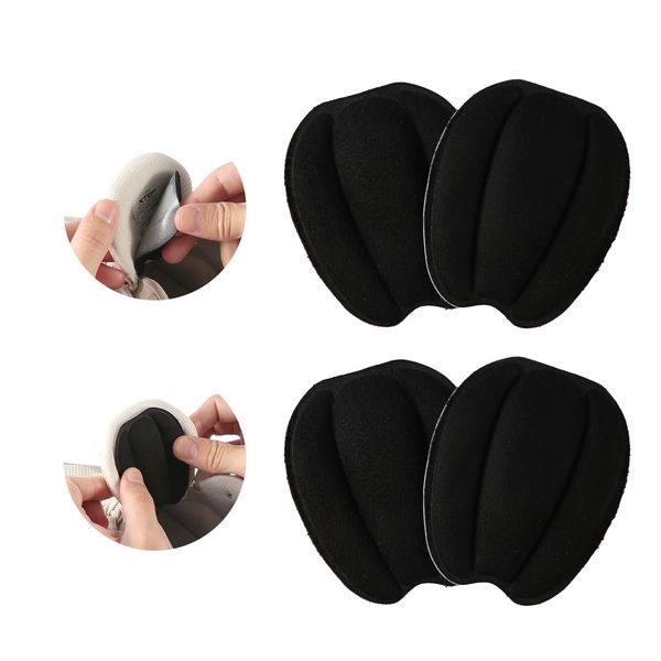 2 Pairs Shoe Tongue Pads, Invisible Forefoot Cushion Pads Soft Shoe Back Sticker Non-Slip Shoe Pads Self-Adhesive Shoe Insert Black Felt Tongue Pads for Loose Shoe Replacement Men Women