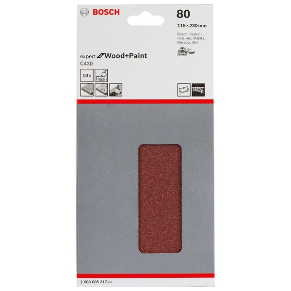 Bosch 2608605317 115 x 230 mm Sanding Sheets for Orbital Sanders