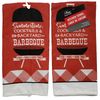 2 SAME MICROFIBER TOWELS (15"x25") SUMMERTIME COCKTAILS & BACKYARD BBQ, red, GR