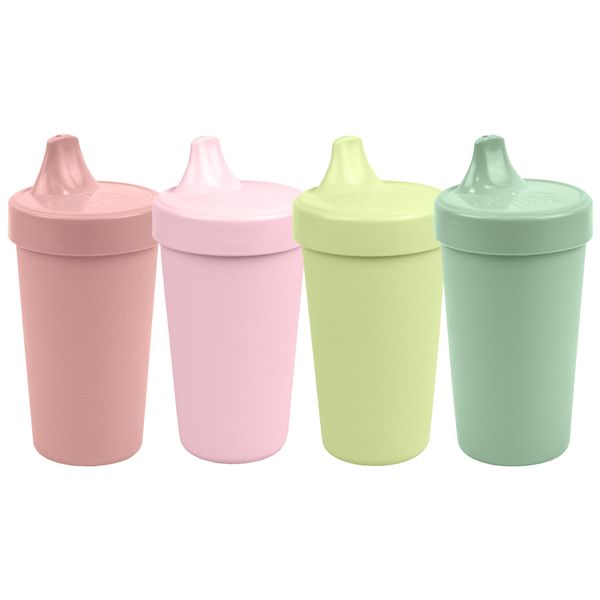 Re-Play Made in USA 10 Oz. Sippy Cups for Toddlers, Pack of 4 - Reusable Spill Proof Cups for Kids, Dishwasher/Microwave Safe - Hard Spout Sippy Cups for Toddlers 3.13" x 6.25", Desert Roses