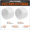 SDTC Tech 8-Pack 3/4 Inch PVC External End Caps Furniture Grade Pipe Plug Socket Fitting