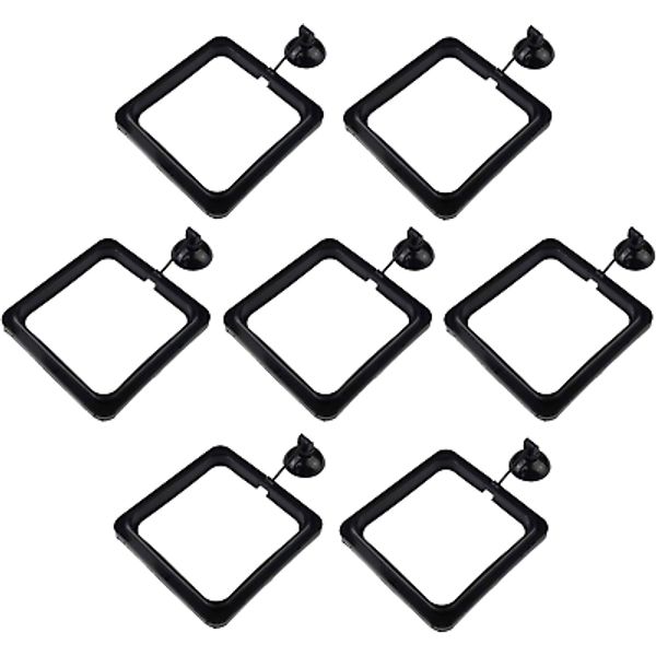 7 Pack Aquarium Fish Feeding Ring Floating Food Feeder, Square Shape with Sucti