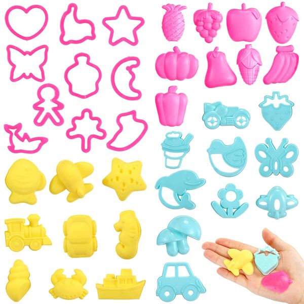 40 Pieces Play Dough Tools and Cutters Play Dough Set Accessories Various Plastic Colorful Molds and Shapes, Party Pack Playset for Air Dry Clay and Dough