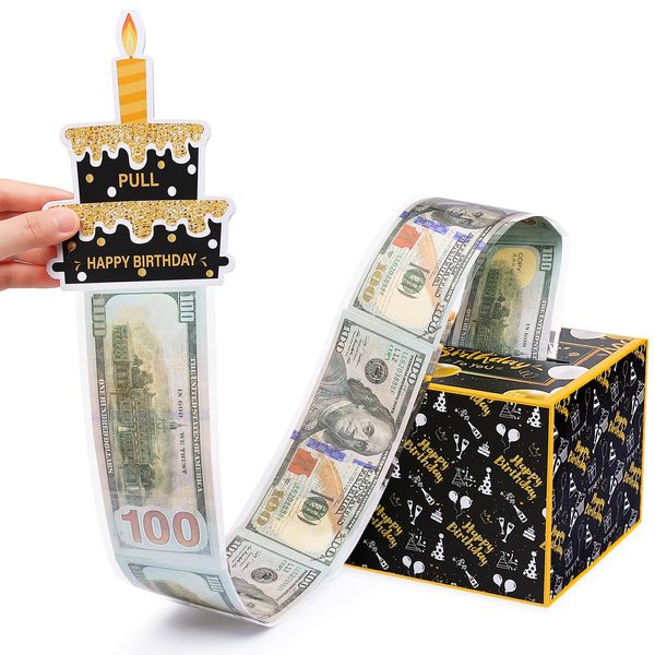 Meiidoshine Money Box with Pull Out Birthday Card and Bags - A Fun Way to Gift Cash for Birthdays