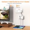 Double Plug Adaptor with USB, 2 Way Wall Adapter with Short Extension Lead, Multi Plug Socket Extender For Home Office (White)