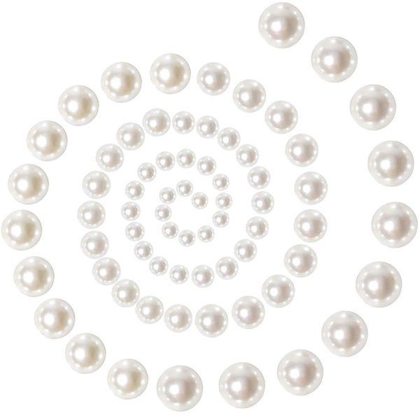 TOAOB 1000pcs Flat Back Pearls Nail Pearls Beads Half Round Pearl Glossy Beads White Mixed Sizes 4mm 6mm 8mm 10mm 12mm for DIY Crafts Wedding Dress Phone Case