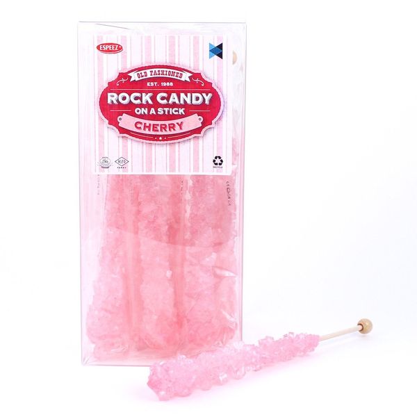 Extra Large Rock Candy Sticks: 12 Pink Cherry Lollipop - Individually Wrapped - Crystal Rock Candy Sticks for Party Favors, Candy Buffet, Birthdays, Weddings, Receptions, Bridal and Girl Baby Shower