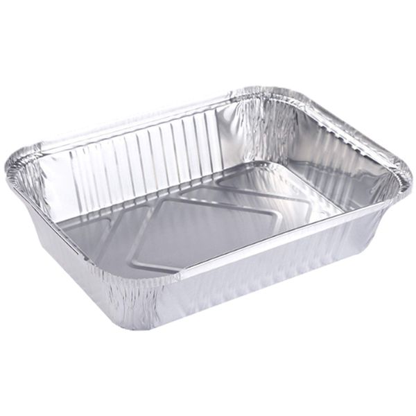 HorBous Aluminium Foil Trays with Lids (20x22x5.4cm, 1000ml), Modern Style, Baking Pan, 20 Pcs, Silver