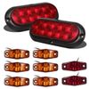 Partsam 12V Led Trailer Lights Waterproof, 2Pcs 6 Inch Oval Led Trailer Tail Lights Stop Turn Brake Tail Lights, 8x Mini Oval Led Marker Clearance Lights Utility boat RV Camper cargo dump Trailer