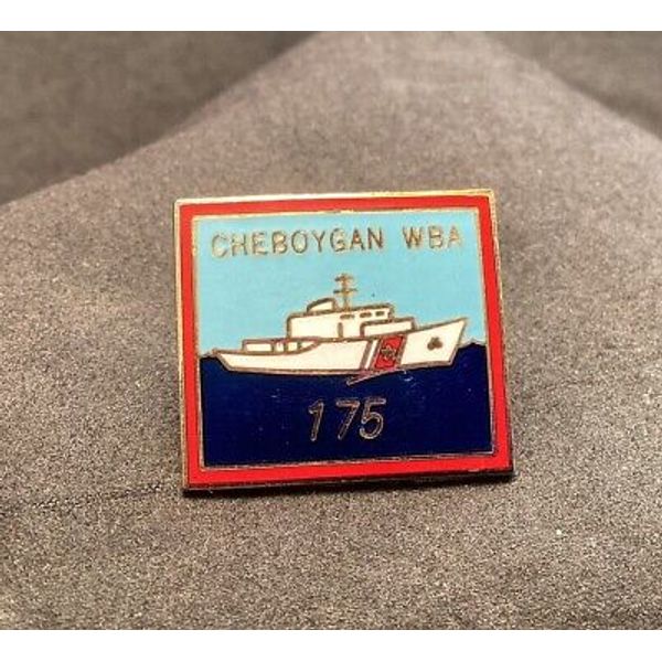 Cheboygan WBA MI Bowling Award 175 Club Enamel Lapel Pin Coast Guard Ship