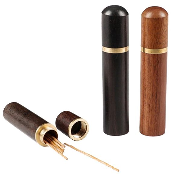 CXINCFBFUSH Toothpick Toothpick Toothpick Holder Needle Storage Case Portable Wooden Toothpick Case