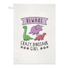 Beware Crazy Dinosaur Girl Tea Towel Dish Cloth
