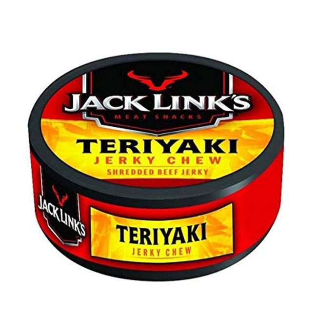 Jack Link's Beef Jerky Chew, Teriyaki Flavor, Shredded Beef Jerky, Made with Beef, 0.32 Oz Per Snack Tin, 11.52 Oz Total (Pack of 36)