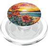 Sunset & Flowers Stained Glass PopSockets MagSafe PopGrip for iPhone