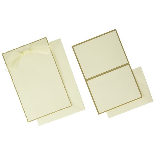 Gartner Studios Gold Foil Deckled Edge Print at Home Wedding Invitation Kit, Ivory, 5.5” x 8.5” and 4.25” x 5.5”, Set of 50, Includes Response Cards (61405)