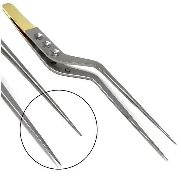 YASARGIL MICRO BAYONET FORCEPS 8" NEURO SURGICAL INSTRUMENTS WITH GOLD HANDLE