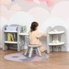 Little Kids Art Craft Desk Meals Study Table Chair Set w/ Storage Shelves, Grey