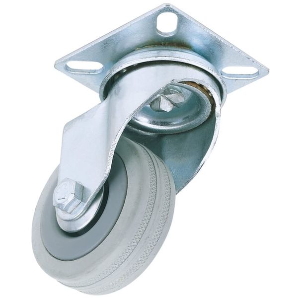 Draper 65468 50mm Dia. Swivel Plate Fixing Rubber Castor-S.W.L 50Kg 50 mm