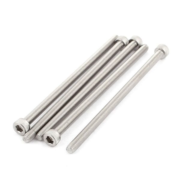 Sourcingmap M5x100mm Thread 304 Stainless Steel Hex Socket Head Cap Screw Bolt DIN912 5pcs