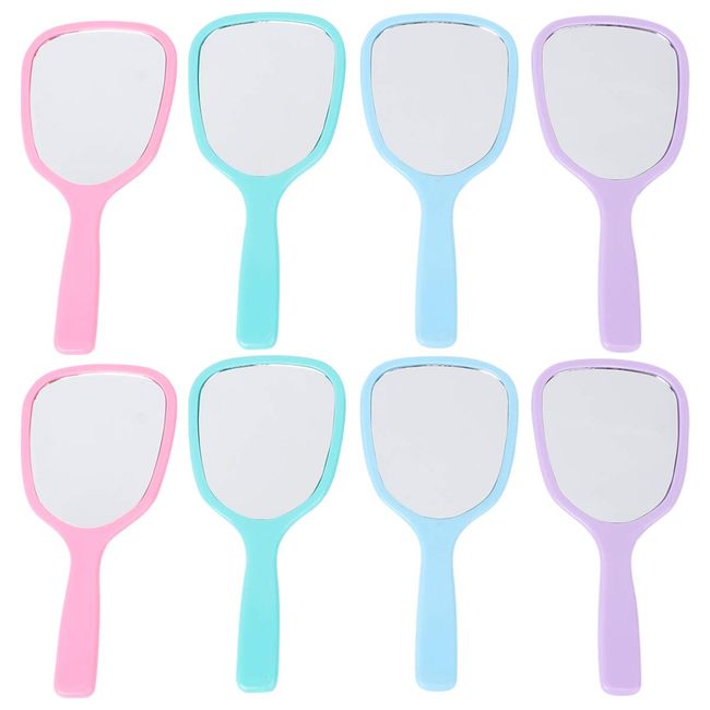 Frcolor Hand Mirror, Cosmetic Mirror, Hand Mirror, Makeup Mirror, Single Mirror, Equal Time, Portable Mirror, Compact, Cute, Stylish, Set of 8 (Mixed Colors)