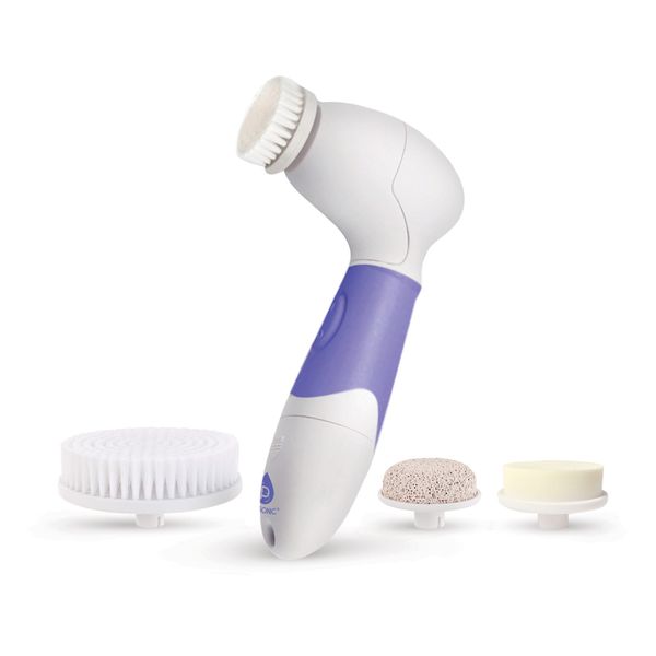 Pursonic Advanced Facial And Body Cleansing Brush, Includes Facial Brush, Body Brush, Pumice Stone And Sponge Brush (purple)