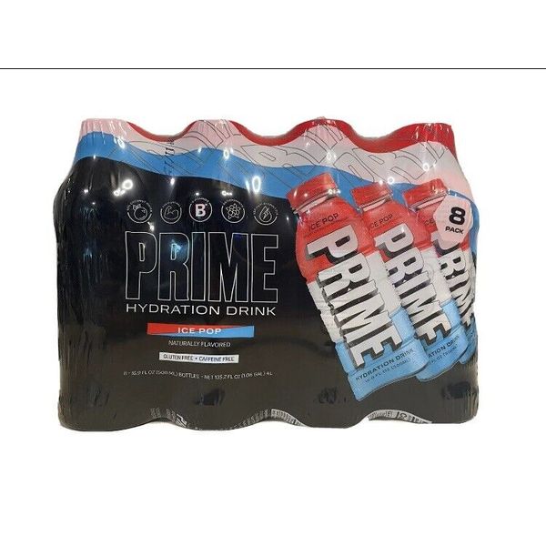 Prime Hydration Drink Ice Pop 8 Pack LOGAN PAUL KSI Sealed 8 Pack Of Prime