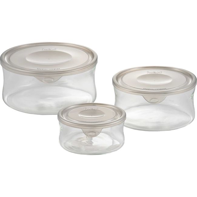 Iwaki BT-NPR3GY3 Pack & Range Heat-Resistant Glass Storage Container, Gray, Set of 3