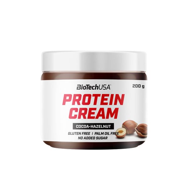 BioTechUSA Protein Cream | Protein-Packed Cocoa Hazelnut Spread | gluten-free | palm oil-free, 200 g, Cocoa-hazelnut