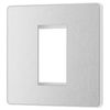 BG PCDBSEMS1W Brushed Steel Evolve 1 Euro Module Front Plate - White Insert