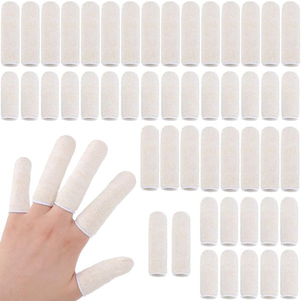 50 Pieces Cotton Finger Cots Finger Toe SleevesThumb Protector Fingertips Protective Cushion, Moisture Wicking (5 cm/ 2 Inch, 7.6 cm/ 3 Inch)