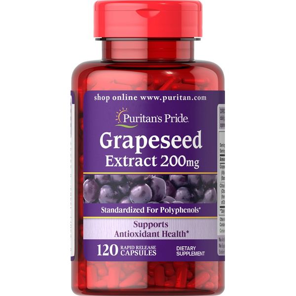 Puritan's Pride Grapeseed Extract 200 Mg Capsules, 120 Count