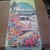 Van VW Split Window Peace Flower Hippie Towel Beach Bath Pool Ocean Palm Tree