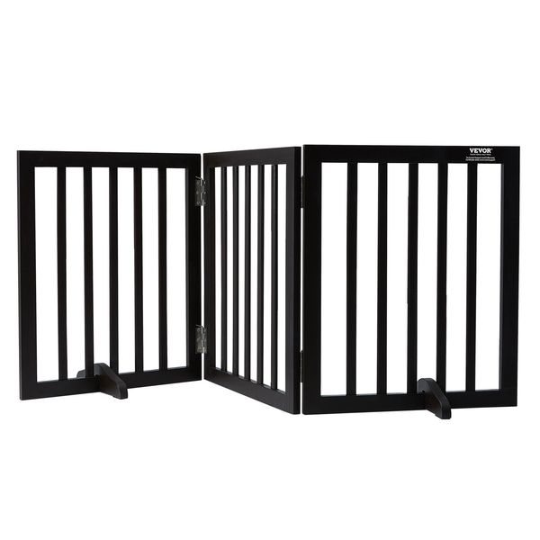 VEVOR 20"-60" Pets Dog Cat Baby Gate Doorway Expandable Barrier Wood Fence Brown