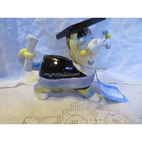 WhimsiClay Graduation cat "DESTINY" with a special area for personalization