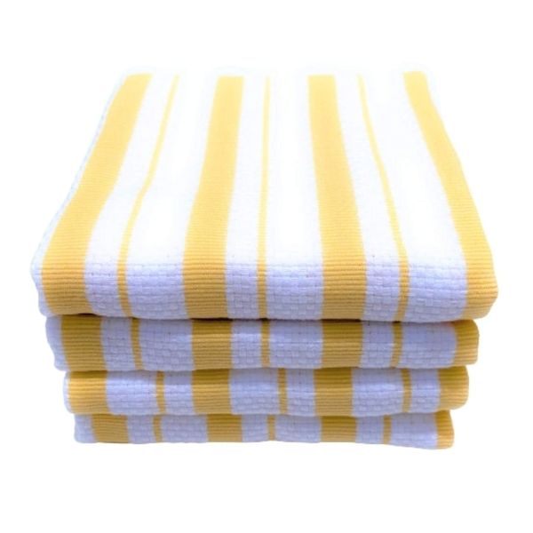 Williams Sonoma Classic Stripe Kitchen Dish Towels, Set of 4, Cotton (Lemon Yellow)