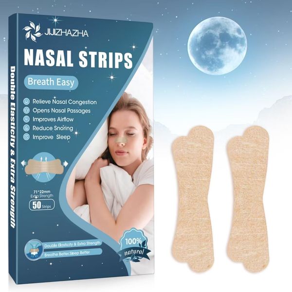 50 Counts Nasal Strips to Stop Snoring，Extra Strength Nose Strips Breathing, Anti Snoring Nasal Strips Help Improved Airflow，Nasal Congestion Relief and Reduction Snoring