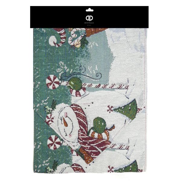Christmas Tapestry Table Runner Decoration - 1.7m - Snowman