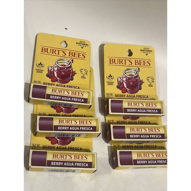 Qty:6 Burt's Bees 100% Natural Moisturizing Lip Balm Berry Agua Fresca 4.25g Eac