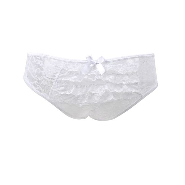 ohyeah Women's Crotchless Underwear, Elegant, Large Size Panties, Sexy, Thong Panties - White