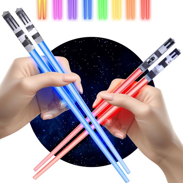 ChopSabers Lightsaber Led Light Up Chopsticks (2 Pair, Red & Blue)