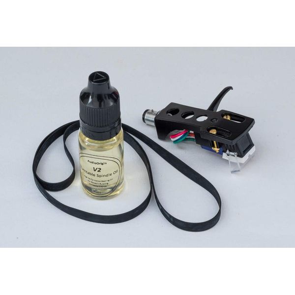 Black Finish Headshell, Cartridge, Stylus, Drive Belt, Lubricant Refurb Bundle for JVC VL-5, Turntable, Vinyl player, -27