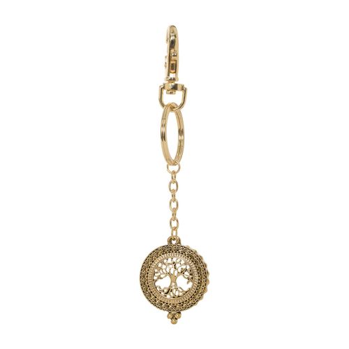 Tree of Life 4X Magnifying Glass Sliding Top Key Chain (Gold Tone)