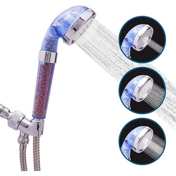 Refresh Ionic Shower Head High Pressure Filter Water Softener Hose & Bracket Set