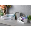 OSCO Clear Acrylic Desk Organiser, White
