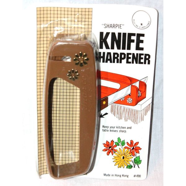 NEW IN PACKAGE 1980'S VINTAGE TRAVCO SHARPIE KNIFE SHARPENER BROWN