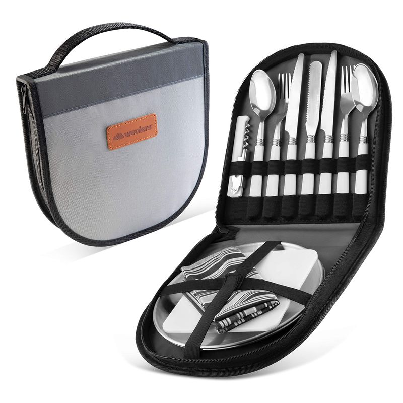 Camping Silverware Kit Cutlery Organizer Utensil Picnic Set - 12 Piece ...