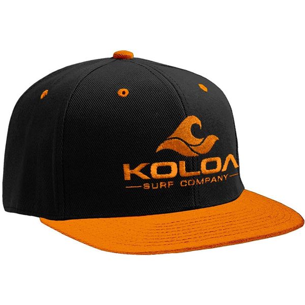 Koloa Surf-Classic Wave Logo Solid Snapback Hats-Orange-Black/Orange